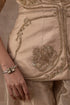 Beige gold tissue jacket set with flare tissue sharara pants